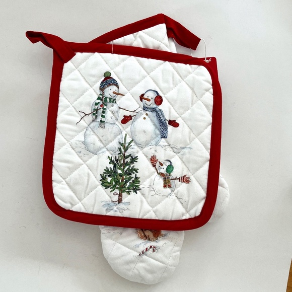 OVEN SNOWMAN MITT AND POTHOLDER SET - Picture 3 of 5